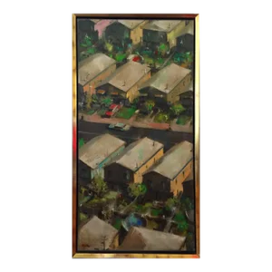John Dobbs, Large Modernist Oill Painting Urban Pattern