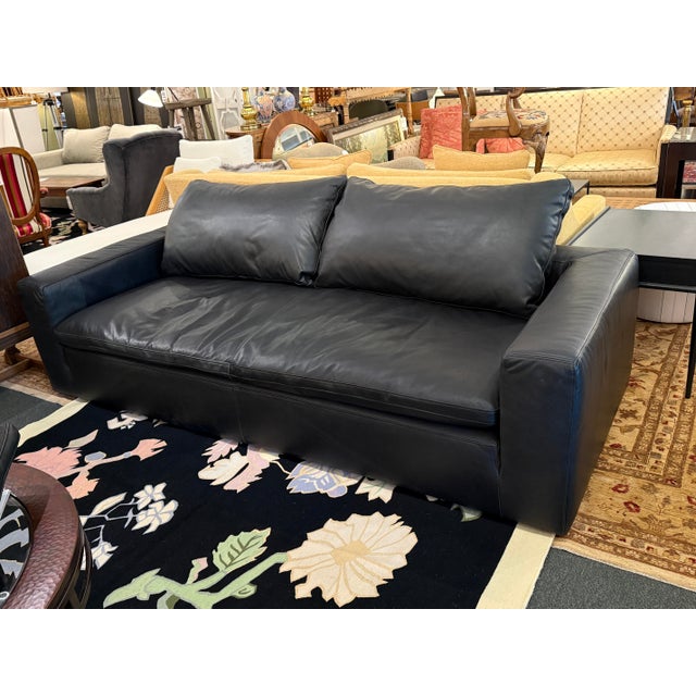 American Restoration Hardware the Cloud Sofa, Ebony Cavalo Leather. Original Price: $15,865 For Sale - Image 3 of 11