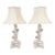 Mid 20th Century Italian Ceramic Faux Bamboo & Lotus Flower Table Lamps - A Pair For Sale
