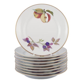 Evesham Porcelain Plates with Fruit Motifs from Royal Worcester, England, 1980s, Set of 9 For Sale