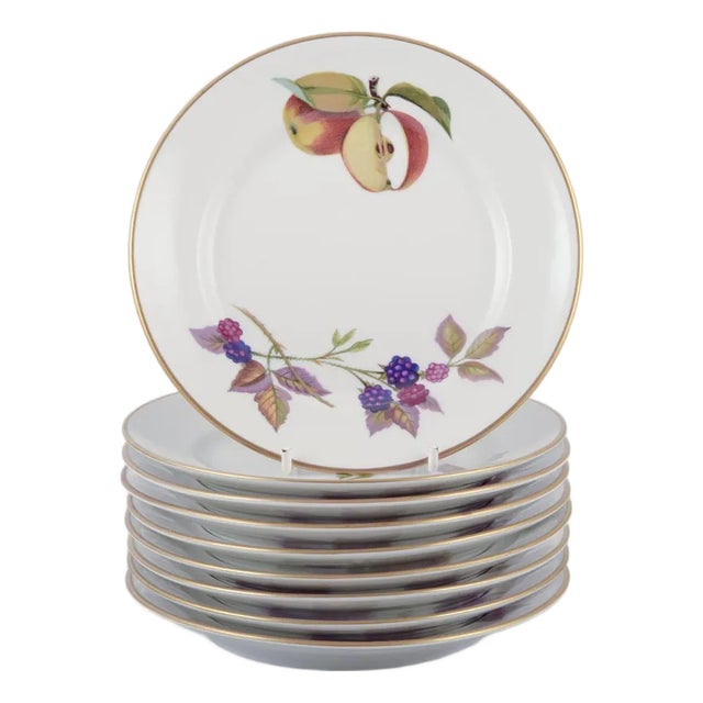 Evesham Porcelain Plates with Fruit Motifs from Royal Worcester, England, 1980s, Set of 9 For Sale