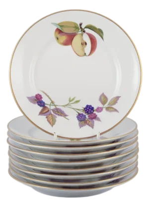 Evesham Porcelain Plates with Fruit Motifs from Royal Worcester, England, 1980s, Set of 9
