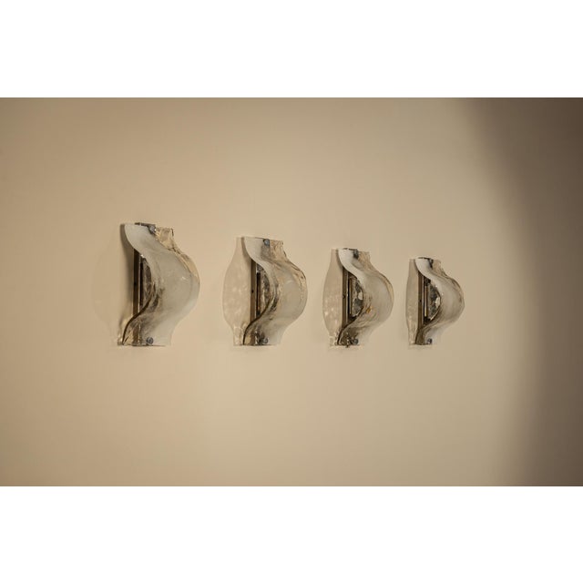 Mid-Century Modern LP 276 Wall Lamps in Cast Glass by Carlo Nason for Mazzega, Italy, 1970s, Set of 4 For Sale - Image 3 of 18