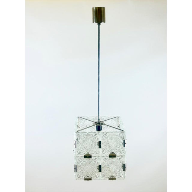 Mid-Century Modern Cube Pendant Lamp from Kamenický Šenov, 1970s, in Flawless conditions. Designed 1970 to 1979 This piece...
