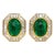 Mouawad Signed Vivid Cabochon Emeralds & Baguette Diamond Halo Clip on Earrings - 2 Pieces For Sale