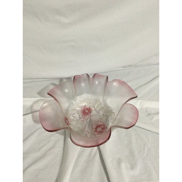 Glass 1970s Walther Glass Mikasa Pink Rosella Crystal Serving Tray and Bowl For Sale - Image 7 of 10