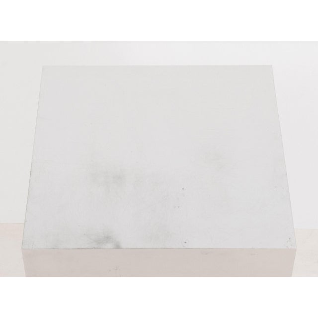Wood Pair of Paul Evans Style Polished Aluminum and Wood Side Tables For Sale - Image 7 of 7