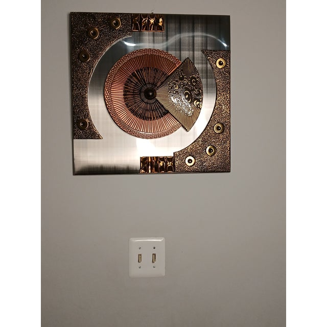 1970's Brutalist Mixed Metal High Relief Wall Decor. By Stephen Chun For Sale - Image 13 of 15