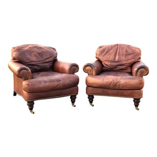 Lillian August for Drexel Leather Club Chairs - a Pair For Sale