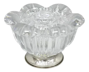 Vintage French Mid Century Modern Crystal Glass Flower Frog Flower Holder Vase