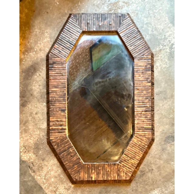 Wood Vintage Boho Harrison Van Horn Split Bamboo Octagon Mirror For Sale - Image 7 of 12