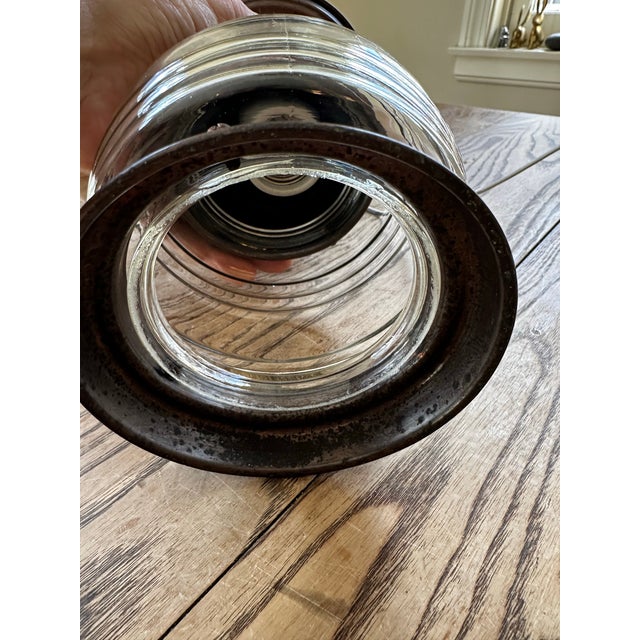 Old Lights On is pleased to offer this vintage dark copper ceiling fixture with vintage glass shade. It is wired and ready...