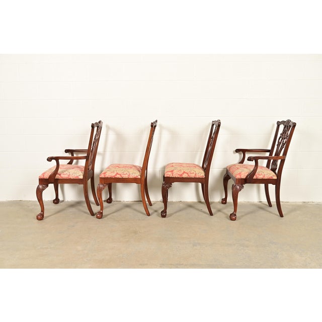 Ethan Allen Chippendale Carved Mahogany Dining Chairs, Set of Four For Sale - Image 10 of 13