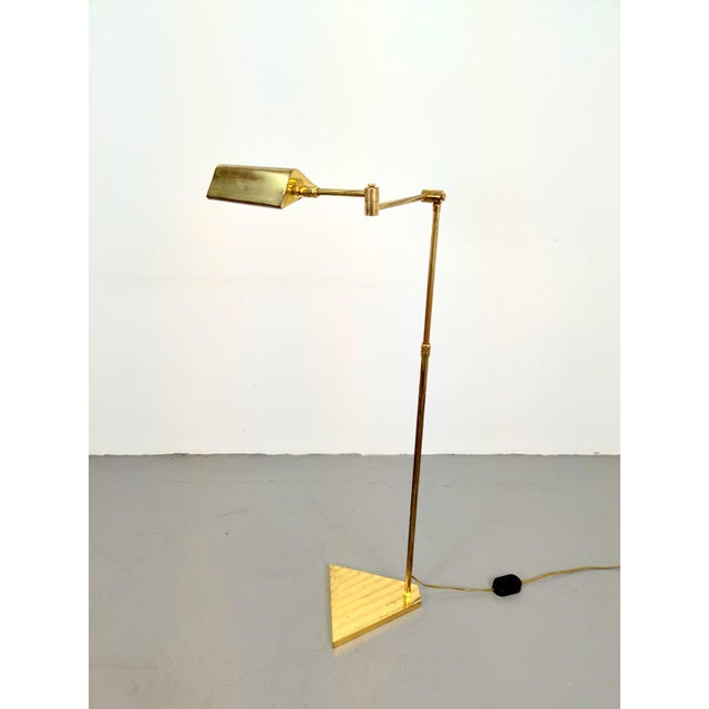 Brass Adjustable Floor Reading Lamp, 1970s For Sale - Image 4 of 8