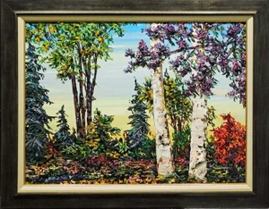 Maya Eventov Palette of Spring, Original Acrylic Canvas Hand Signed, Framed