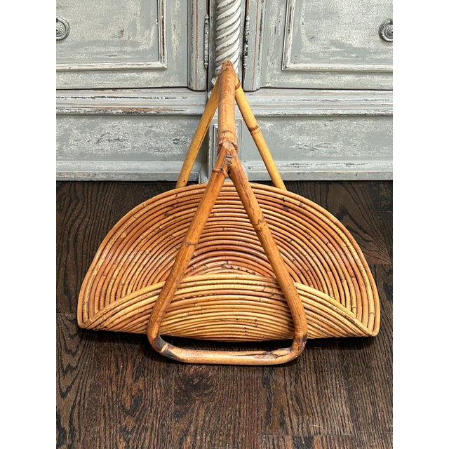 Italian Mid-Century Italian Pencil Reed Magazine Rack For Sale - Image 3 of 8