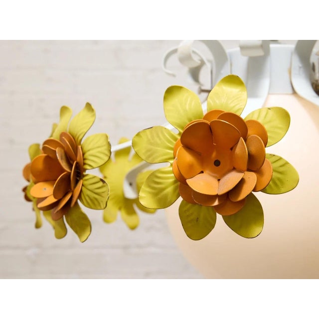 Orange Vintage and Orange Flower Chandelier 1960s For Sale - Image 8 of 9