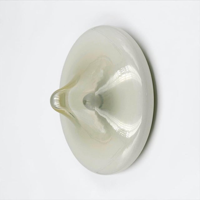 Modern Large Italian Opaline Glass Flush Mount, 1970s For Sale - Image 3 of 14