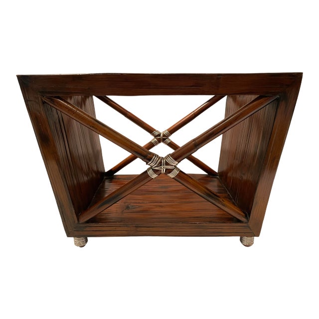 Contemporary Wooden and Silver Wrapped Magazine Stand For Sale