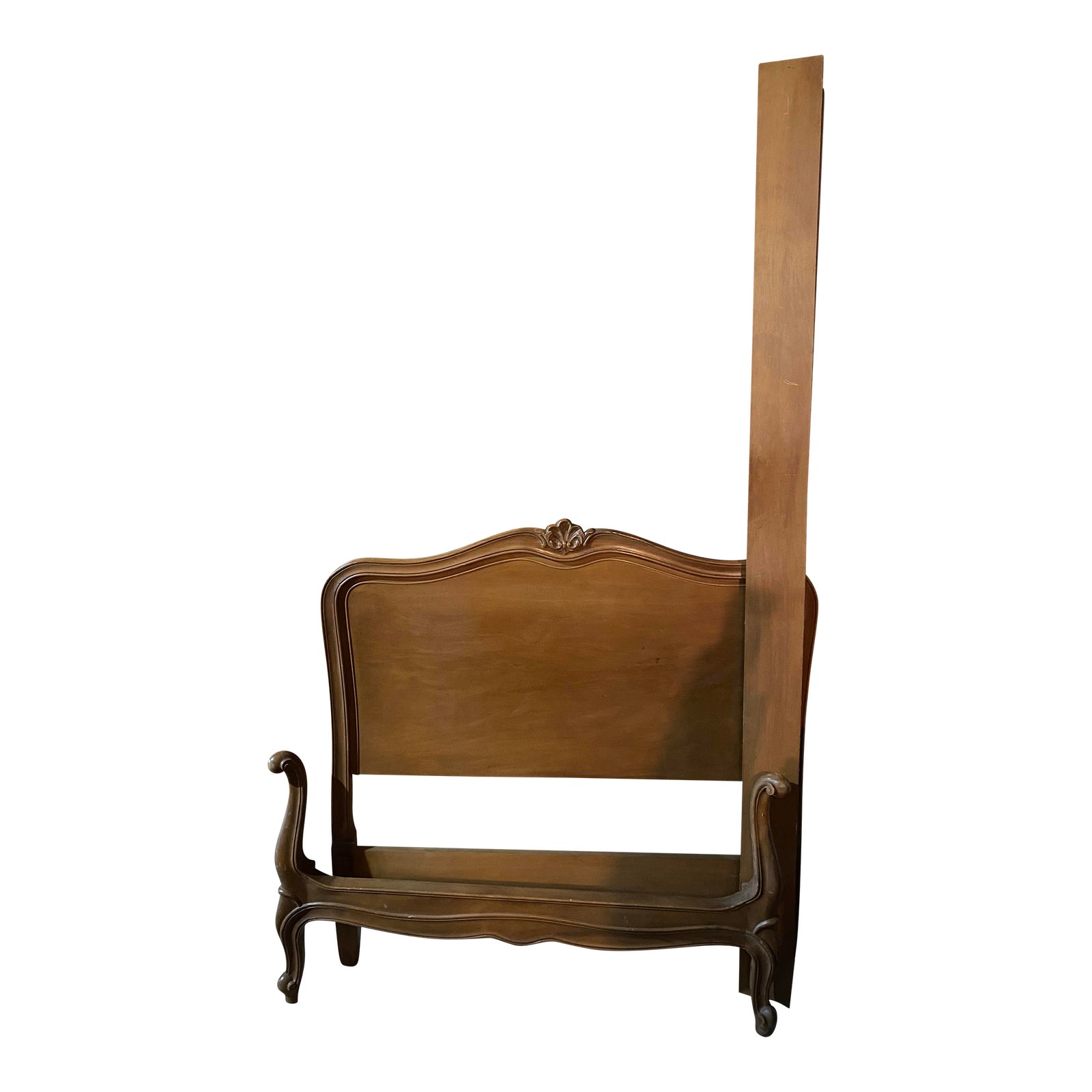 Mid 20th Century Light Walnut French Provincial Style Twin Bed Frame by