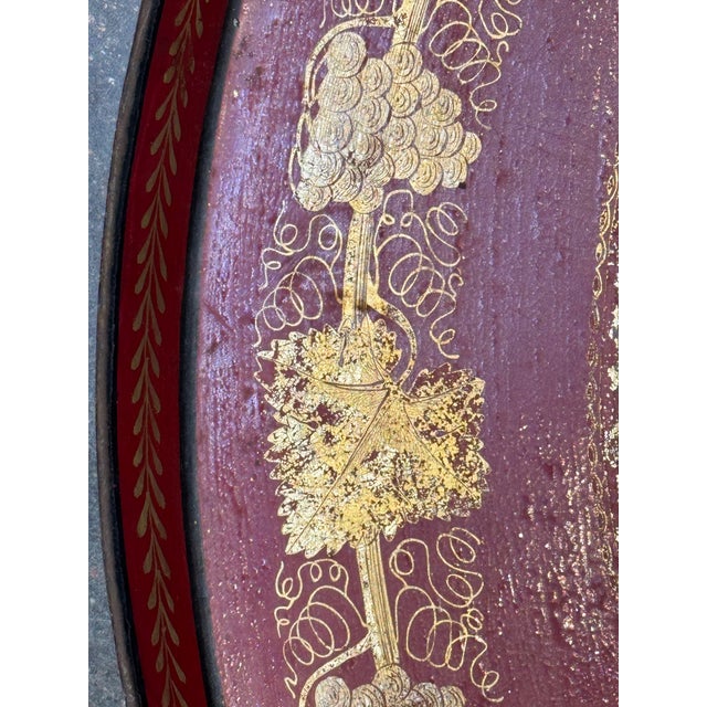 19th Century French Tole Tray With Hand-Painted Harbor Scene For Sale - Image 4 of 8