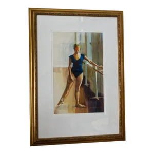 Late 20th Century Arne Westerman Watercolor Painting of a Ballerina, Framed