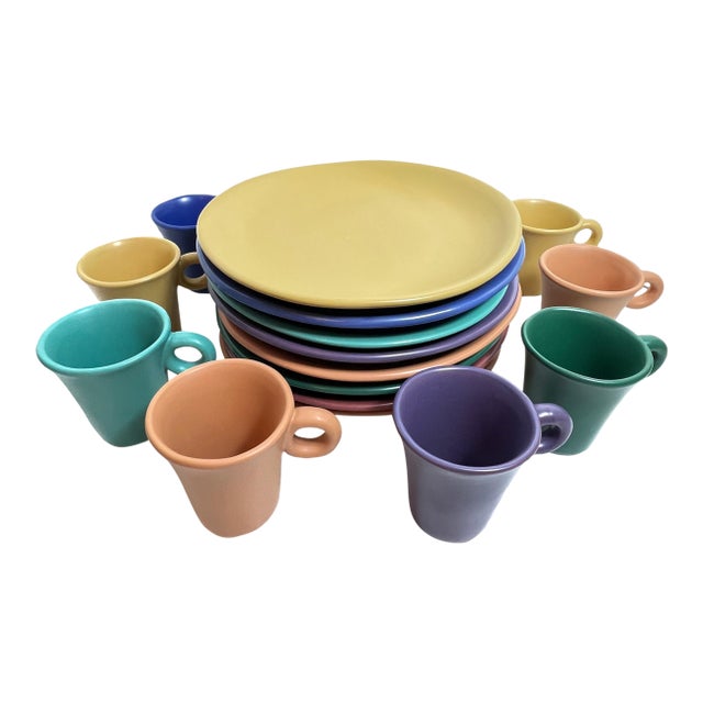 1990s Luna Garcia Pottery Dinnerware - Set of 16 For Sale