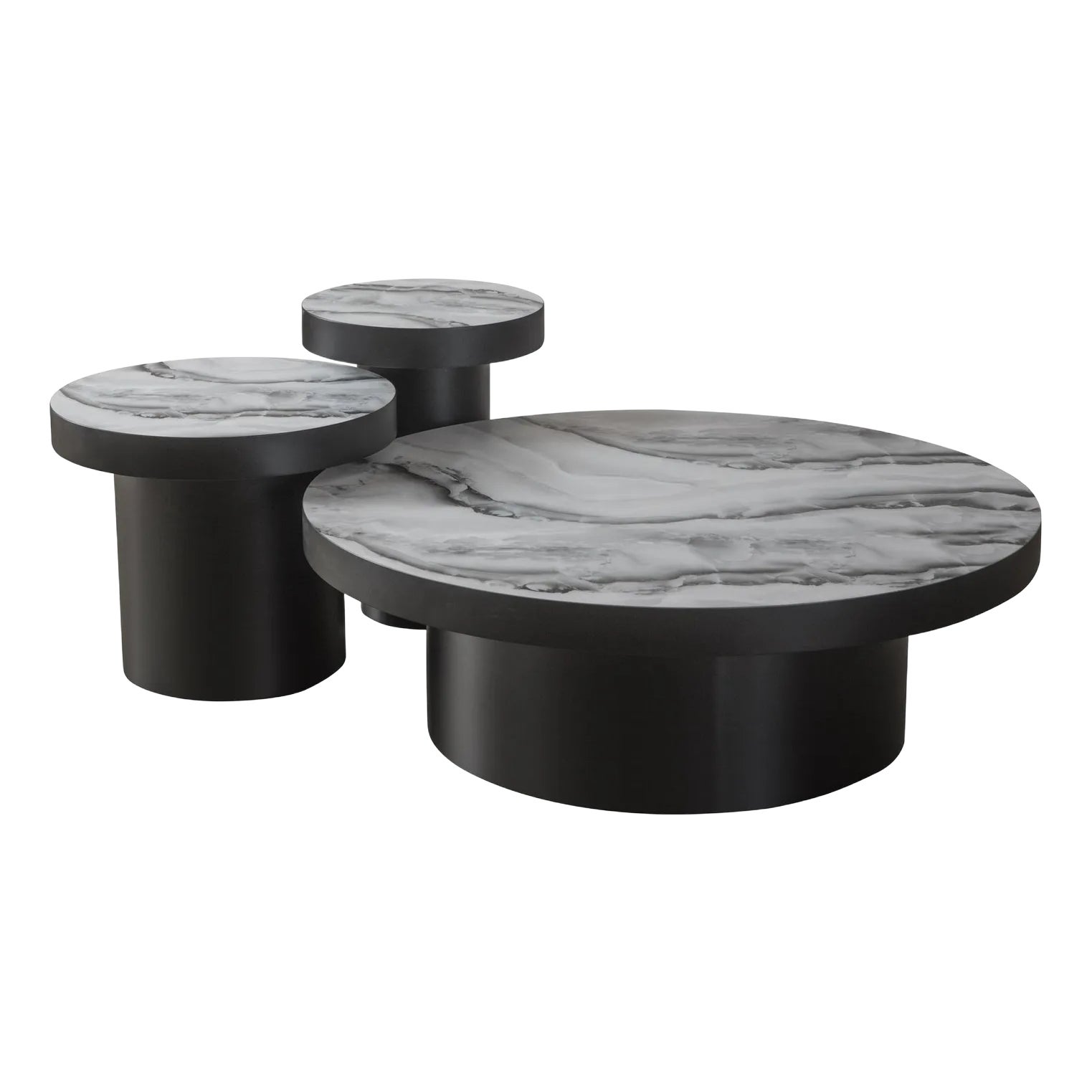 Trio Bunching Coffee Table Set in Black and White | Chairish