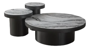 Trio Bunching Coffee Table Set in Black and White