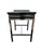 Asian Altar Style Leather Side Table This unique side table features a greek key design on the front and back. The sides...