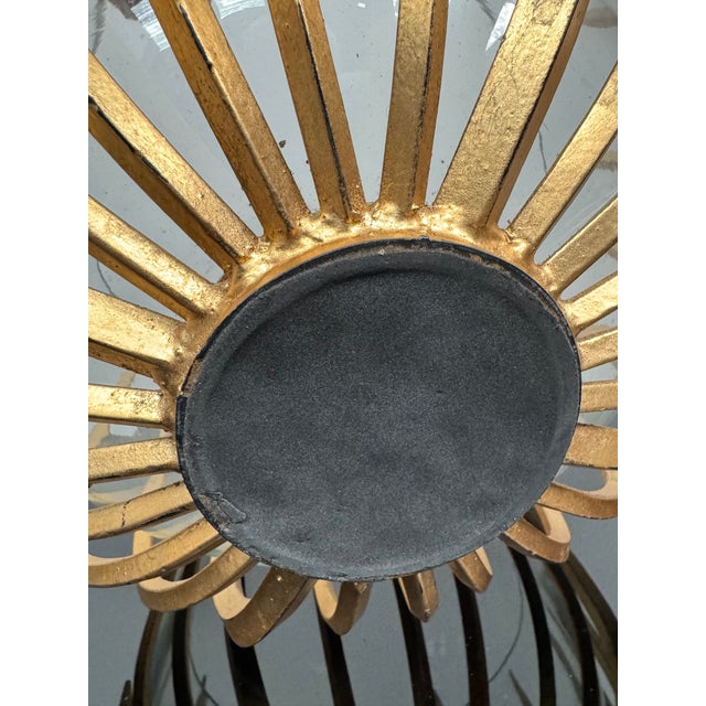 Gold Sunburst Gilded Metal and Glass Bowl For Sale - Image 8 of 8