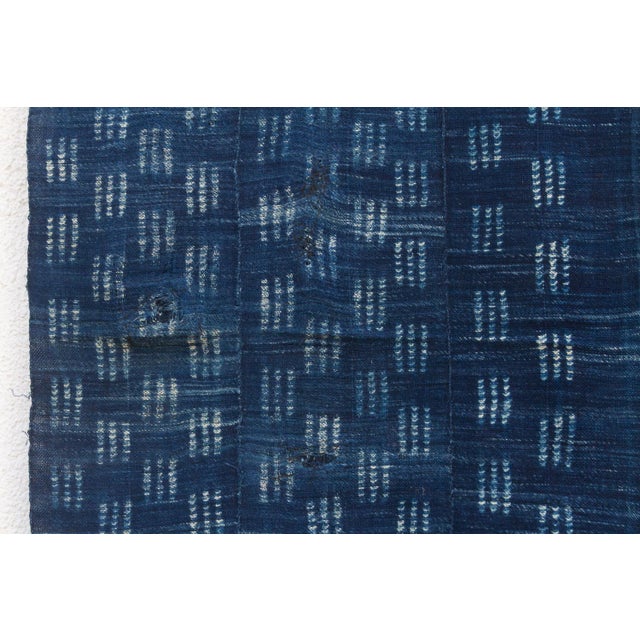 Ticking Pattern Indigo Mud Cloth Throw For Sale - Image 4 of 6