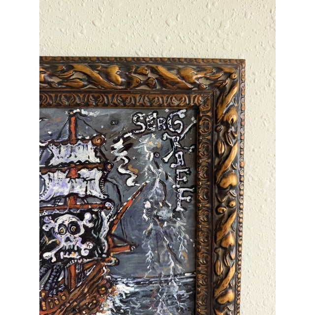 Serg Graff "Haunted Pirate Ship" Original Acrylic Painting Fantasy Maritime Art For Sale - Image 11 of 11