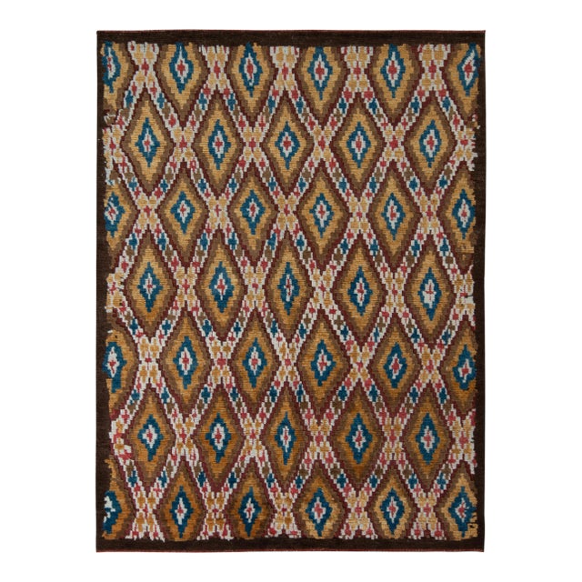 Rug & Kilim Moroccan Style Rug in Beige-Brown Diamond Pattern, 8x10 For Sale