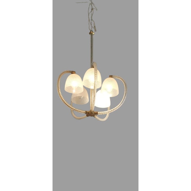 Vintage Brass Chandelier from Barovier and Toso, 1940 For Sale - Image 6 of 6