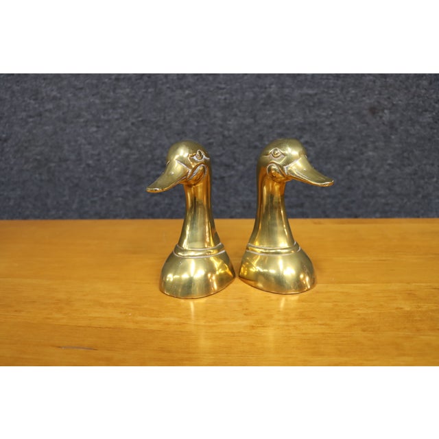 Brass Solid Brass Mid-Century Duck Bookends For Sale - Image 8 of 8