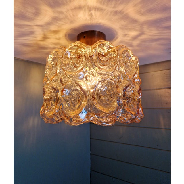 Vintage Ceiling Light in Brass and Textured Amber Glass by Helena Tynell for Glashütte Limburg, 1960s For Sale - Image 18 of 18