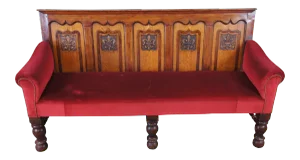 Antique 18th Century English Paneled Oak Pub Bench