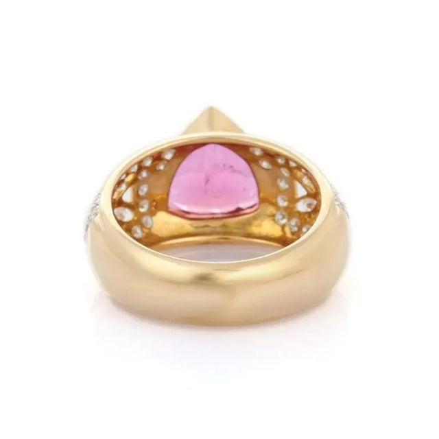 Metal 2.81 Carat Trillion Cut Ruby Diamond Cocktail Ring in 18k Yellow Gold Size 7 For Sale - Image 7 of 14
