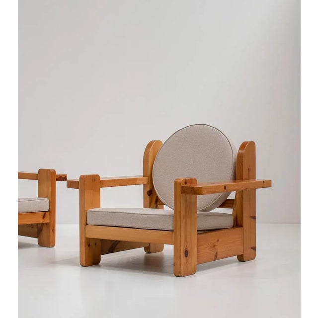 Mid-Century Modern Set of Italian Pine Lounge Chairs, 1970s For Sale - Image 3 of 11