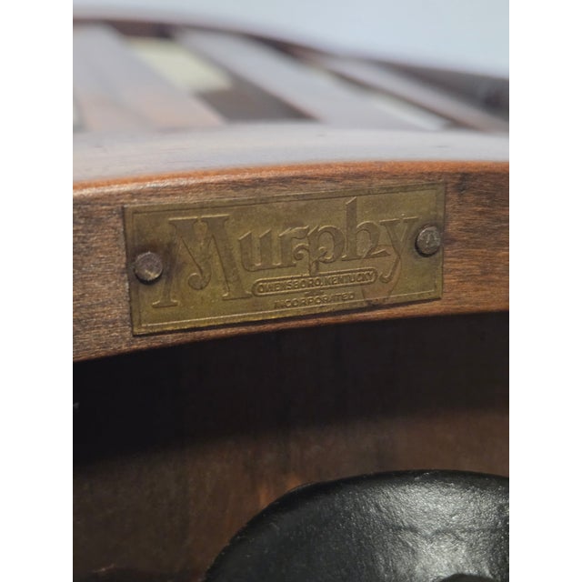 Vintage Traditional Solid Wood Murphy Banker's Swivel Chair W/ Casters For Sale - Image 9 of 10