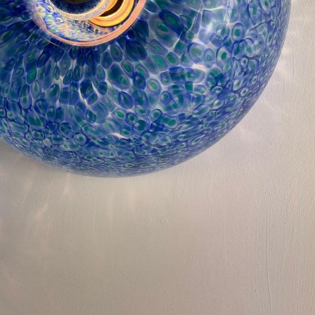 Blue Murano Glass Neverrino Ceiling Lights attributed to Gae Aulenti for Vistosi, 1970s, Set of 3 For Sale - Image 8 of 18