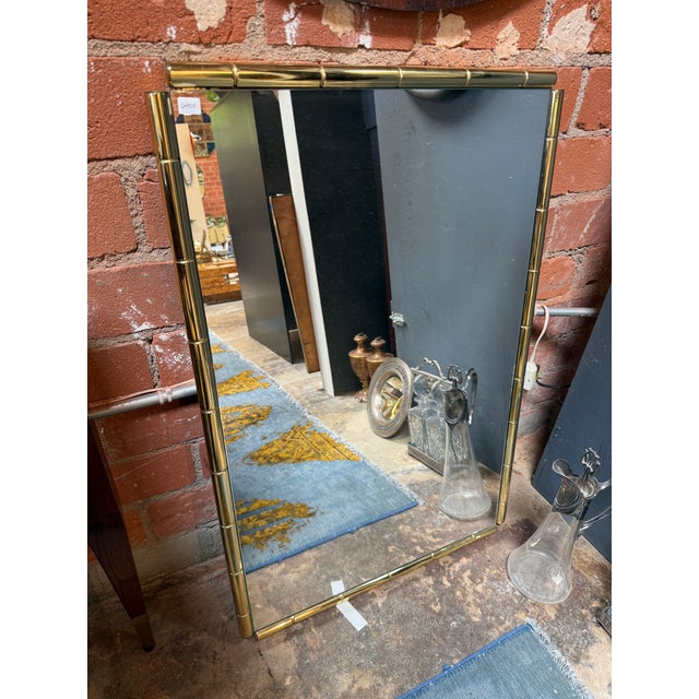 Italian Mid-Century Brass Faux Bamboo Wall Mirror, 1970s For Sale In Los Angeles - Image 6 of 6