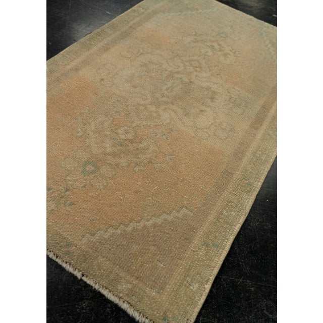 Textile Turkish Mini Rug Oriental Hand Knotted Vintage Rug 1'10" x 3'1" #21030 For Sale - Image 7 of 8