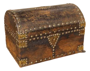 Mid 19th Century Studded Leather Table Coffret From France