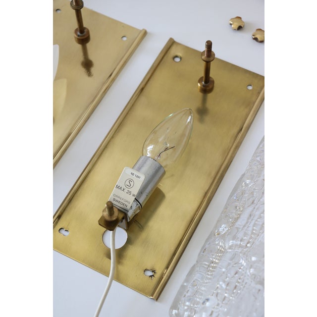 1960s Glass and Brass Wall Lights by Carl Fagerlund for Orrefors, 1960s, Set of 2 For Sale - Image 5 of 18