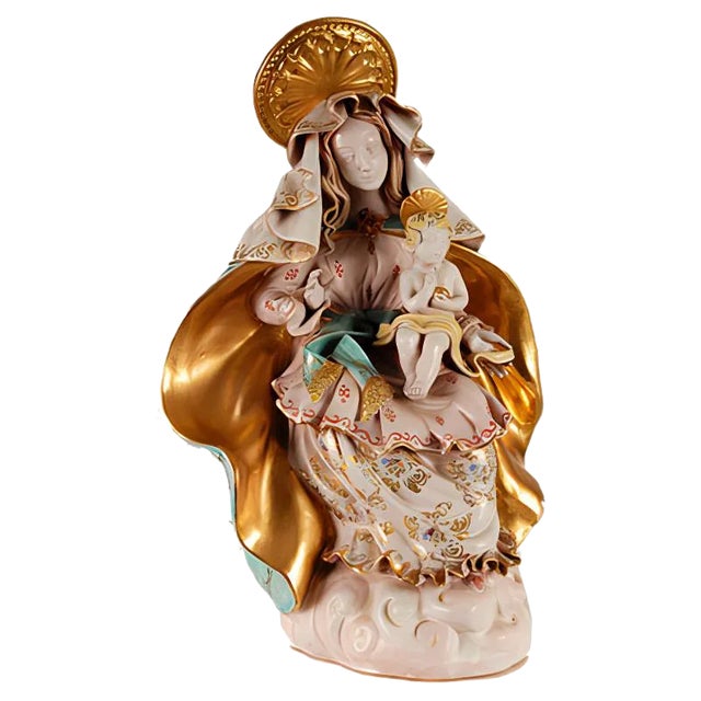 Mid-Century Italian Madonna & Child Sculpture by Eugenio Pattarino, 1960s For Sale