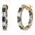 14k Yellow Gold Inside-Out Hoop Earrings With Baguette Sapphires and Diamonds, A Pair For Sale