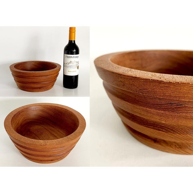 Vintage Teak Wood Ribbed Bowl For Sale In Miami - Image 6 of 10