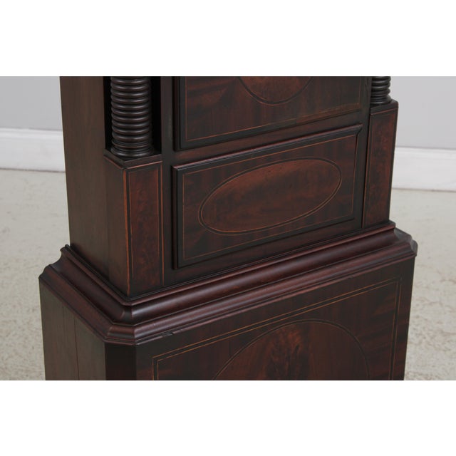 Antique 18th C. English 8 Day Flame Mahogany Grandfather Clock For Sale - Image 10 of 18